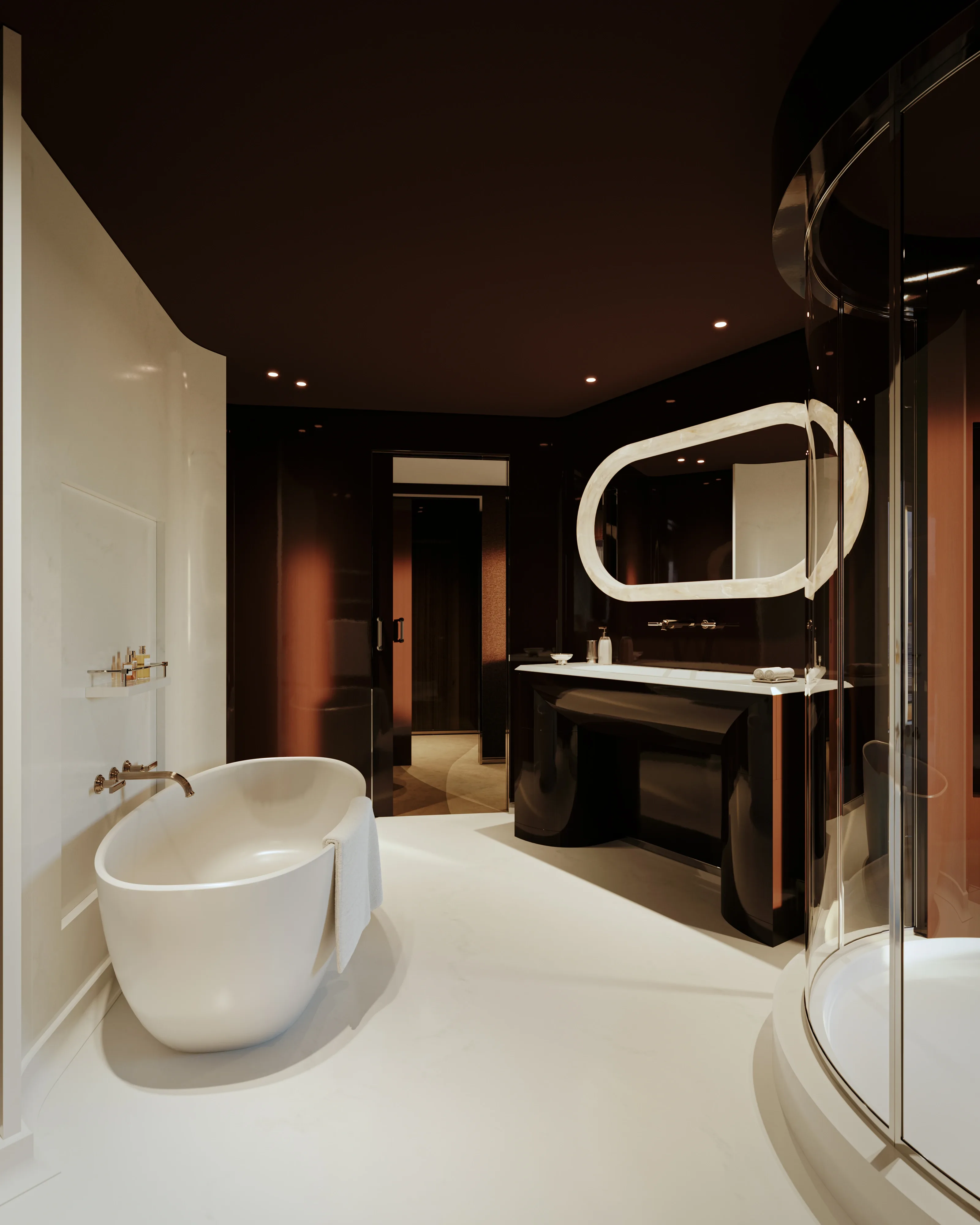 Luxury bathroom with marble bath