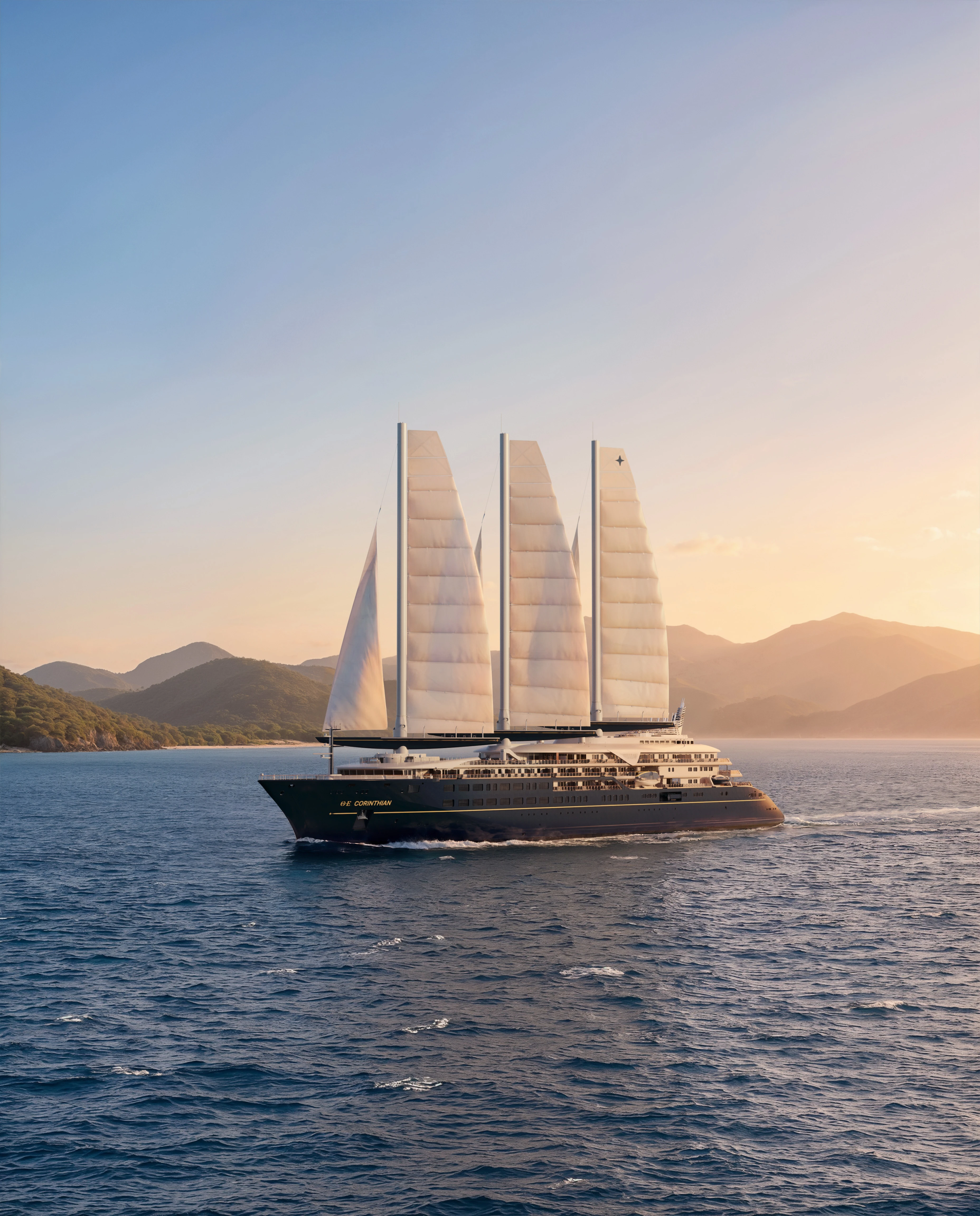 Sailing yacht in the open sea