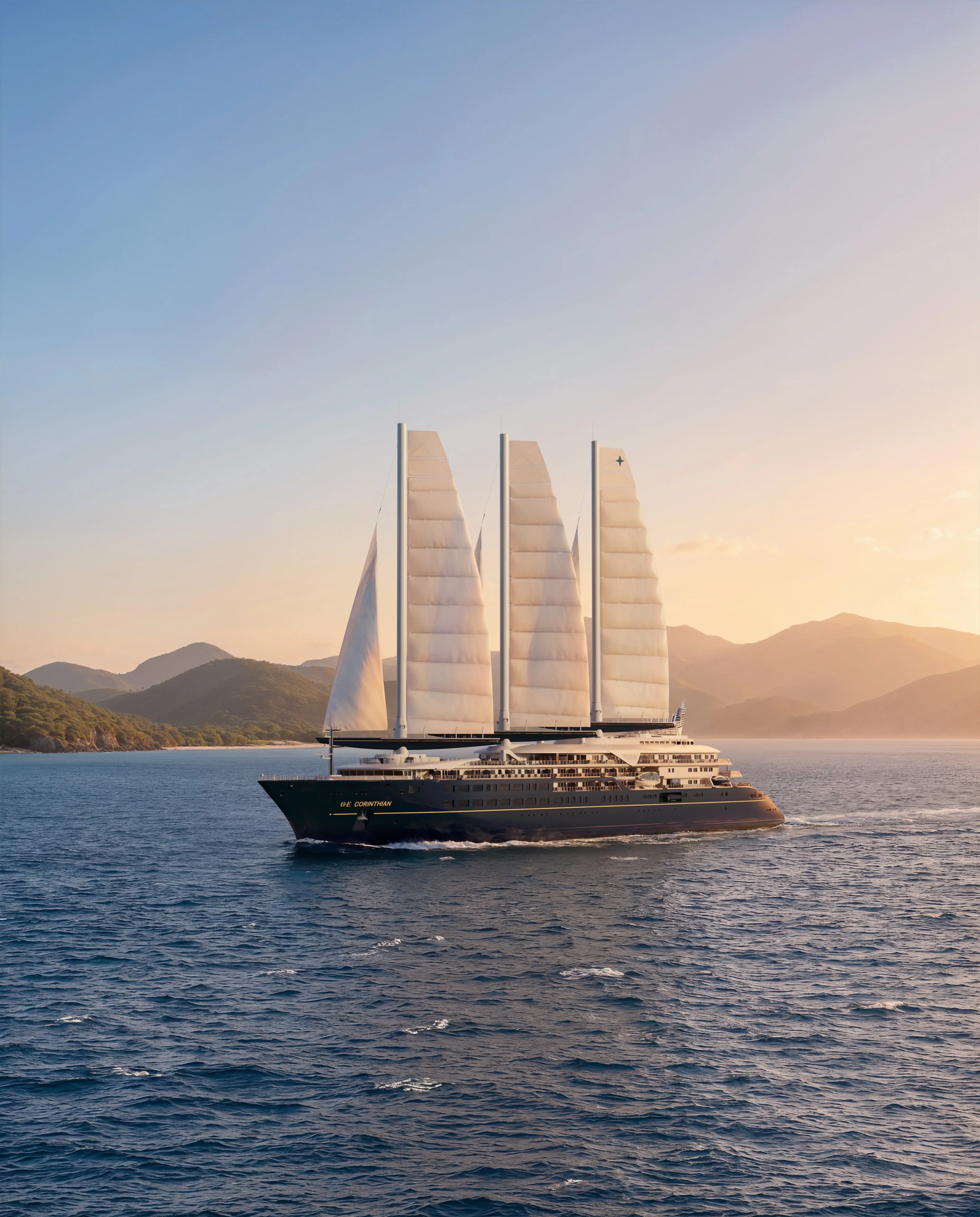 Sailing yacht in the open sea