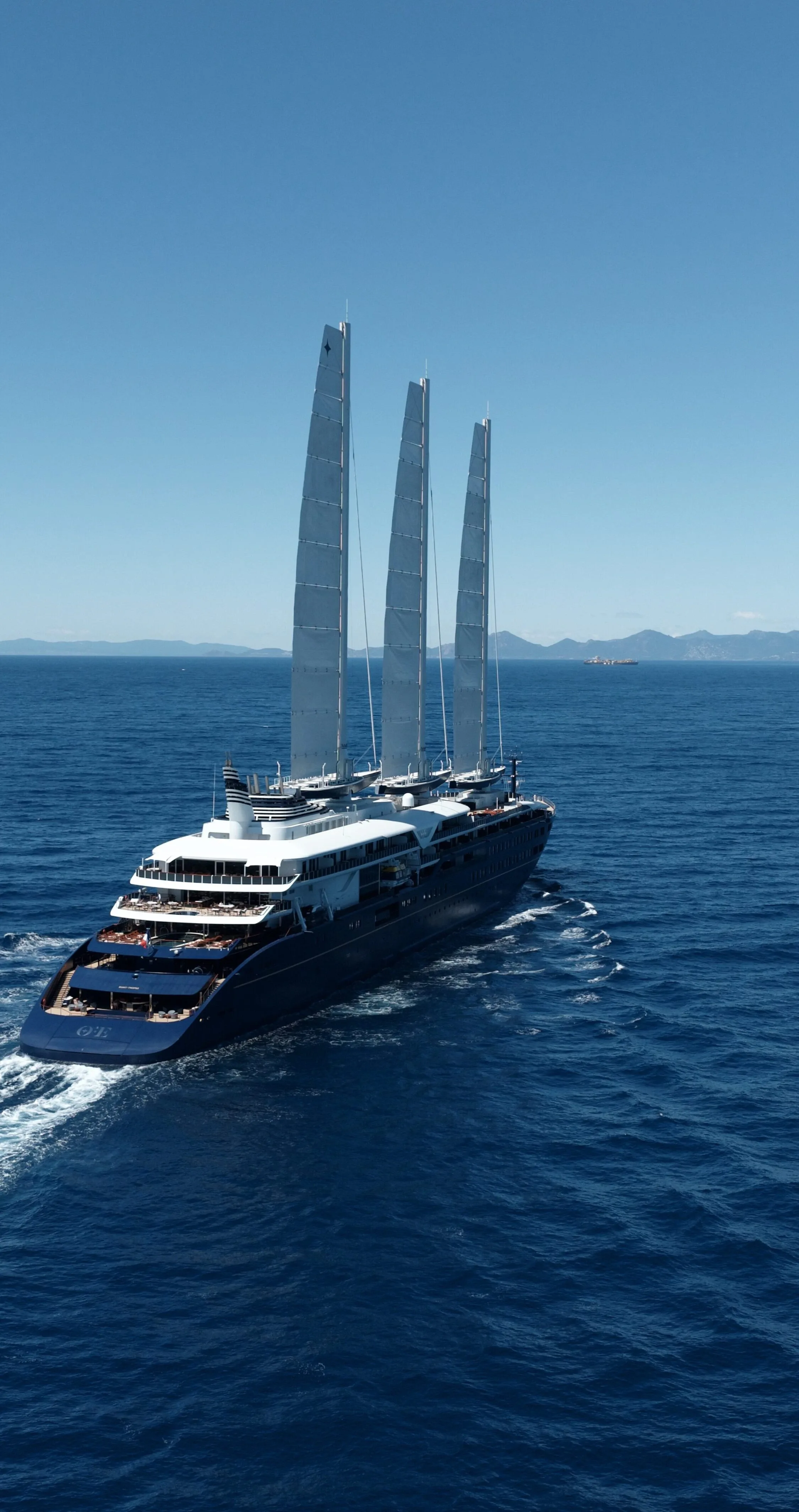 Sailing yacht in the open sea