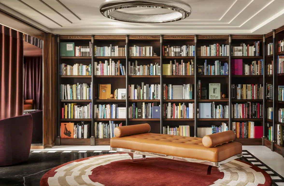 Library aboard the yacht
