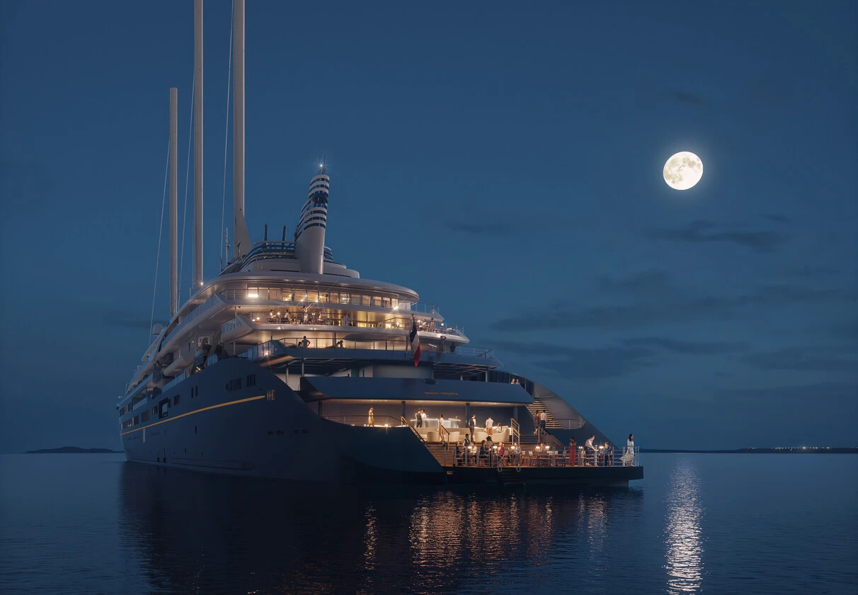 Yacht back view