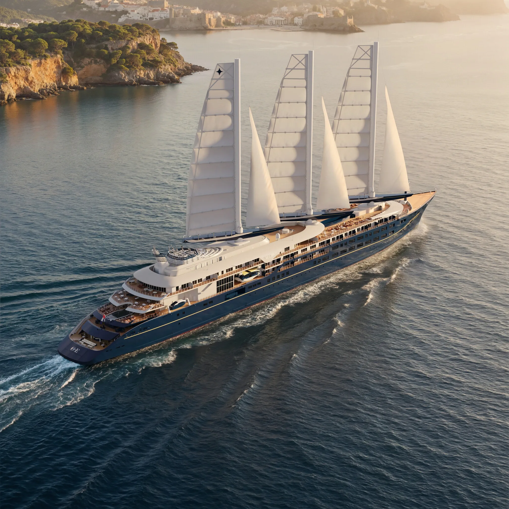 Sailing yacht in the open sea