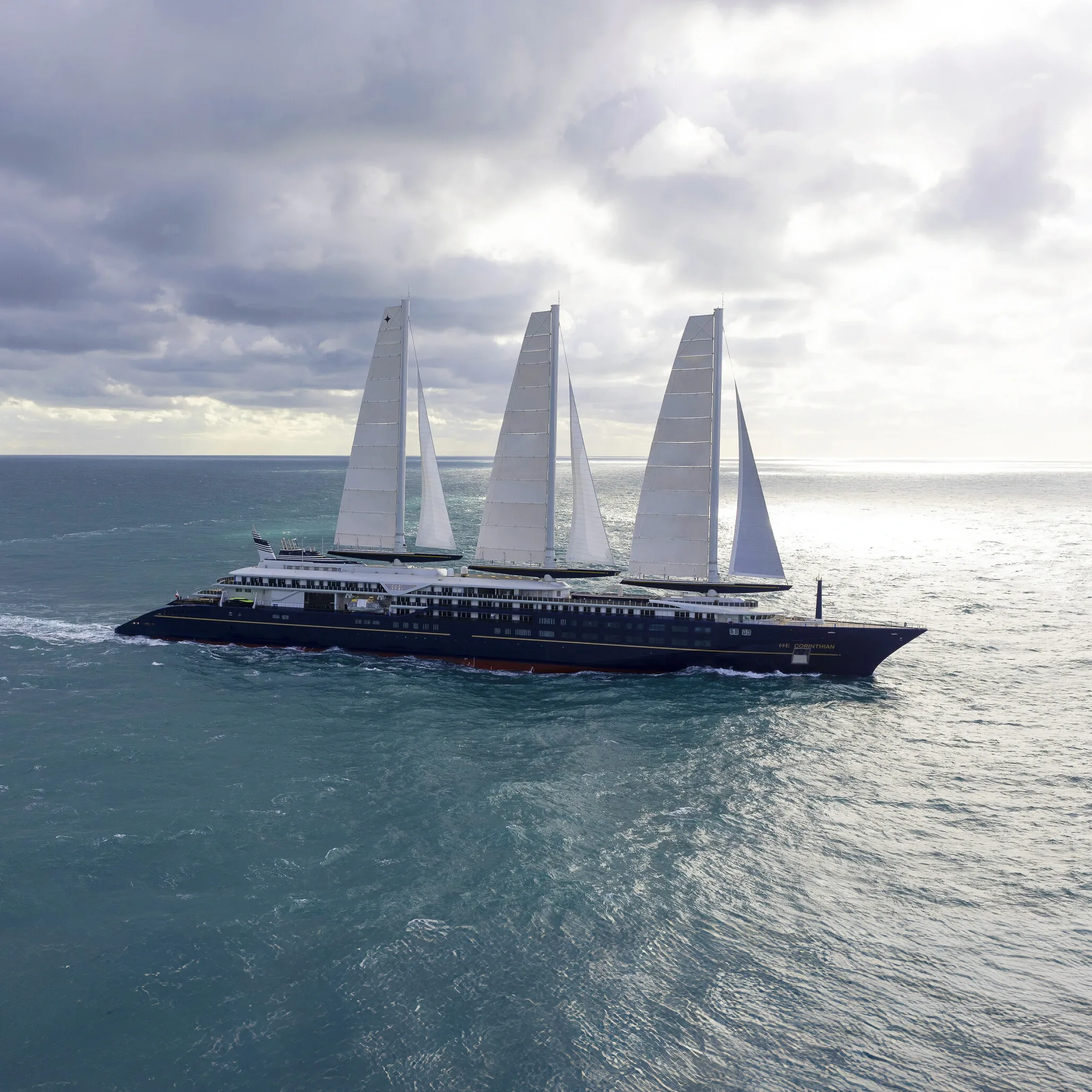 Corinthian Yacht sailing in the open sea