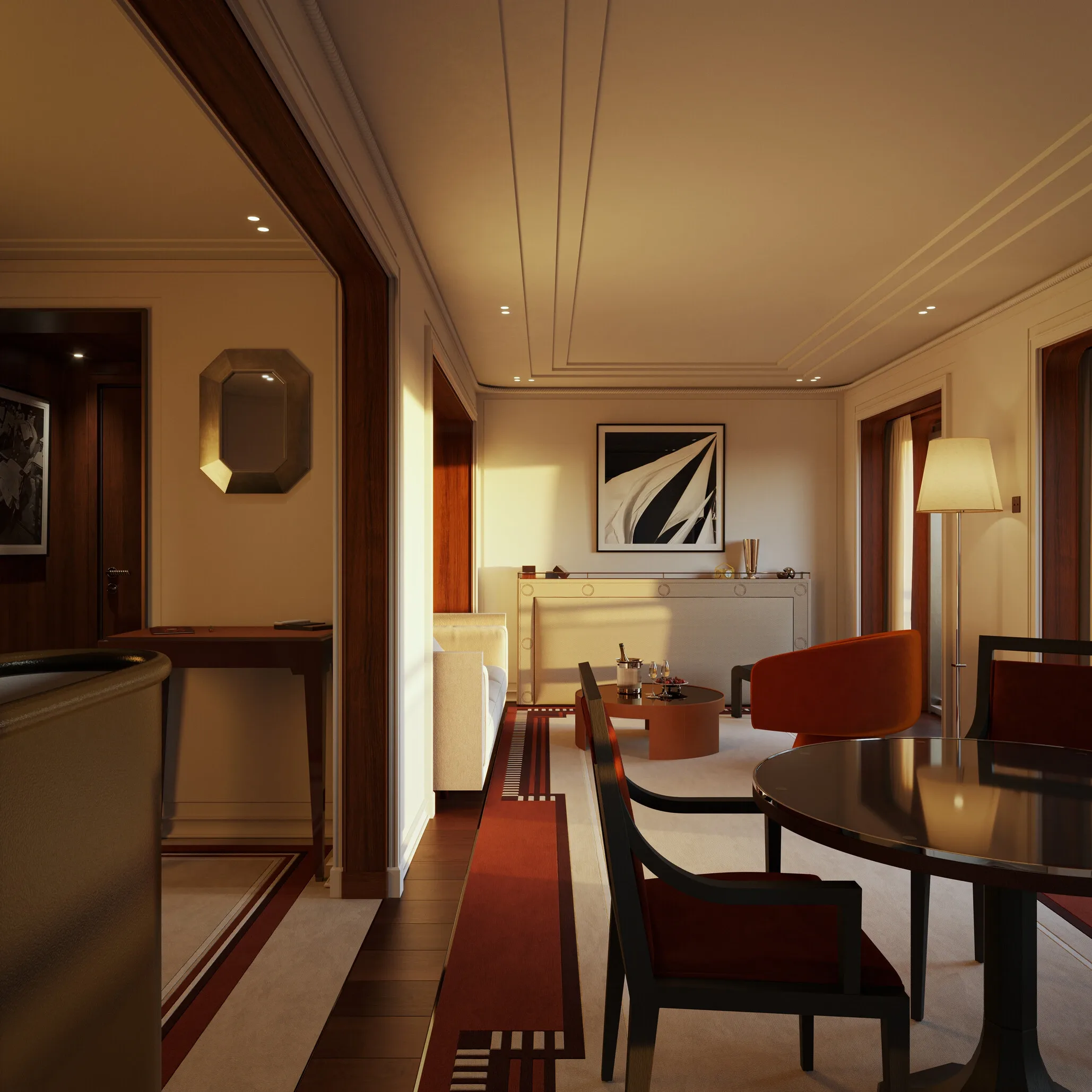 Luxury suite with living room and sea view