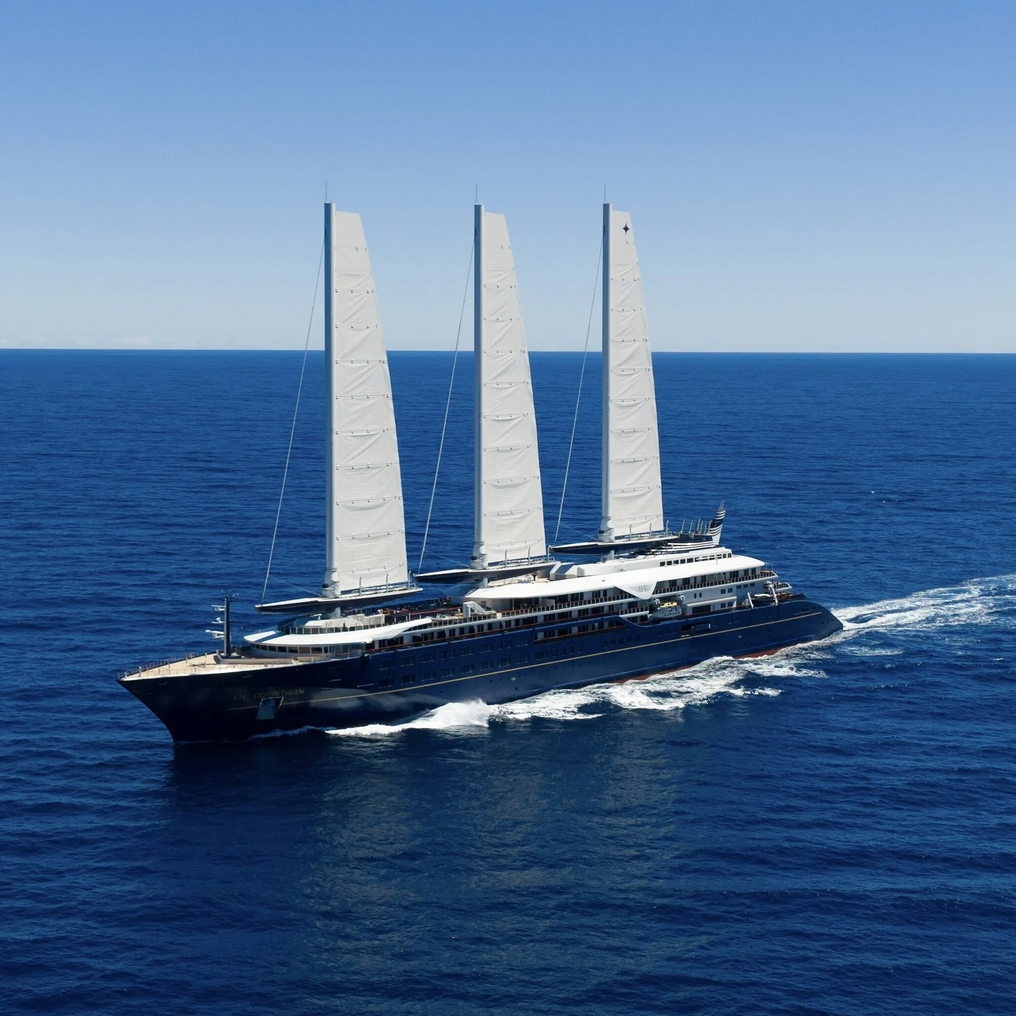 Sailing yacht in the open sea