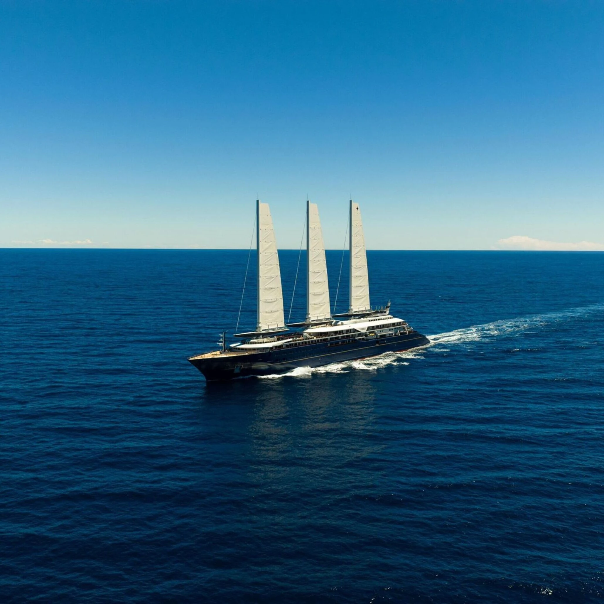 Sailing yacht in the open sea