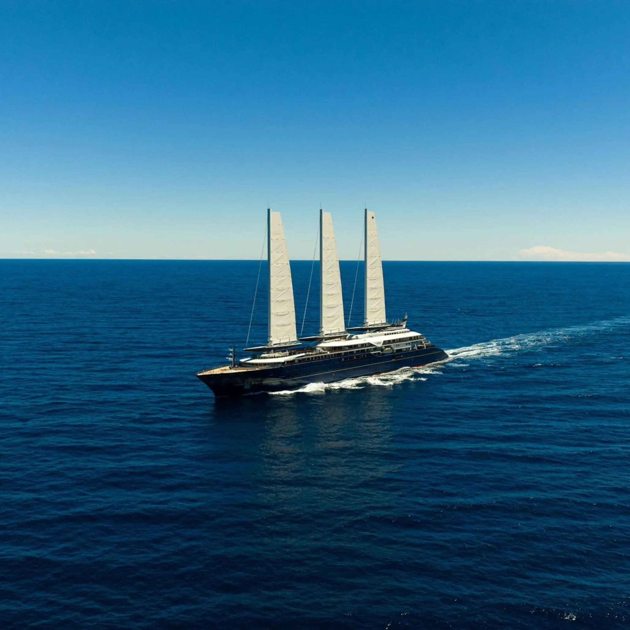 Sailing yacht in the open sea