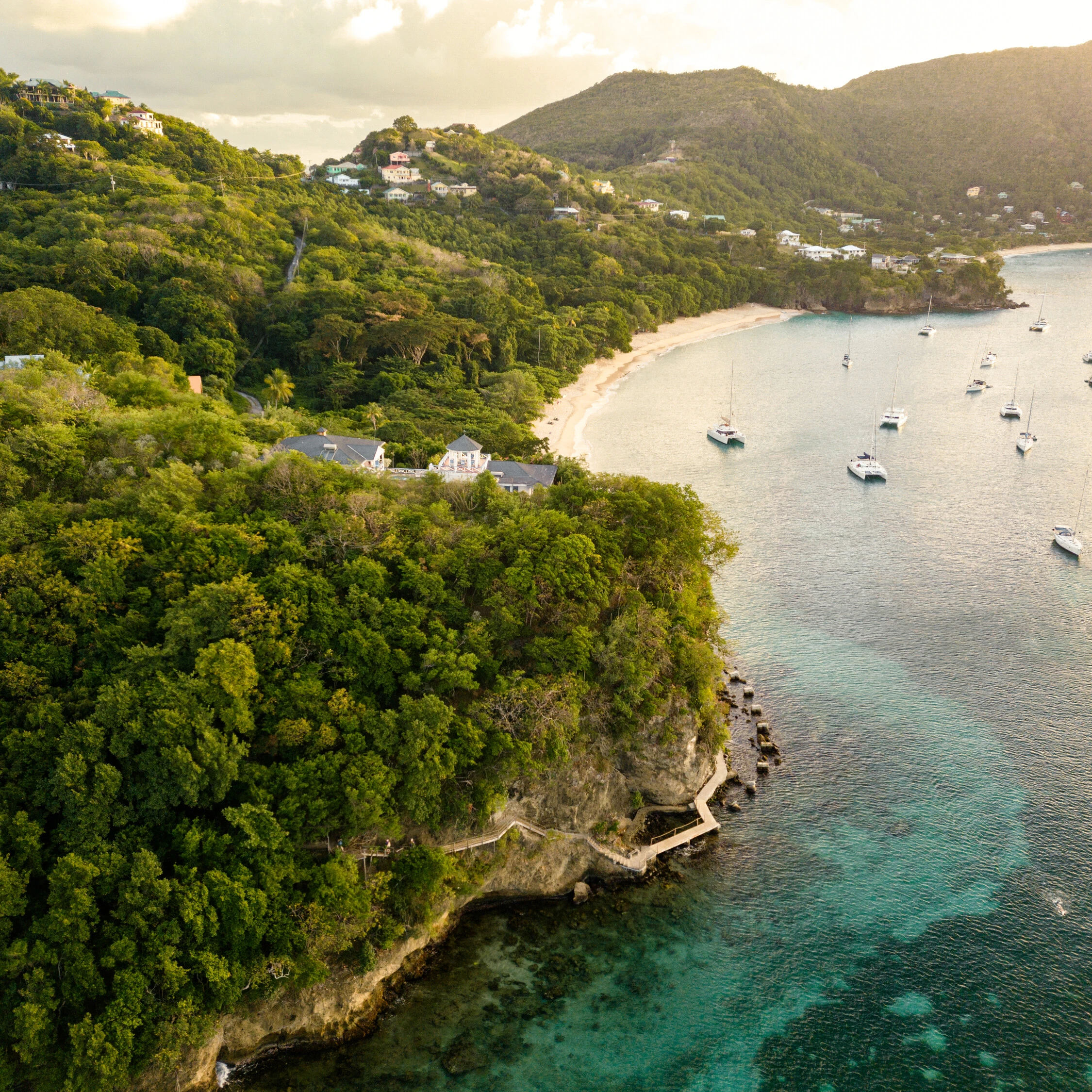 Aerial view Bequia costline