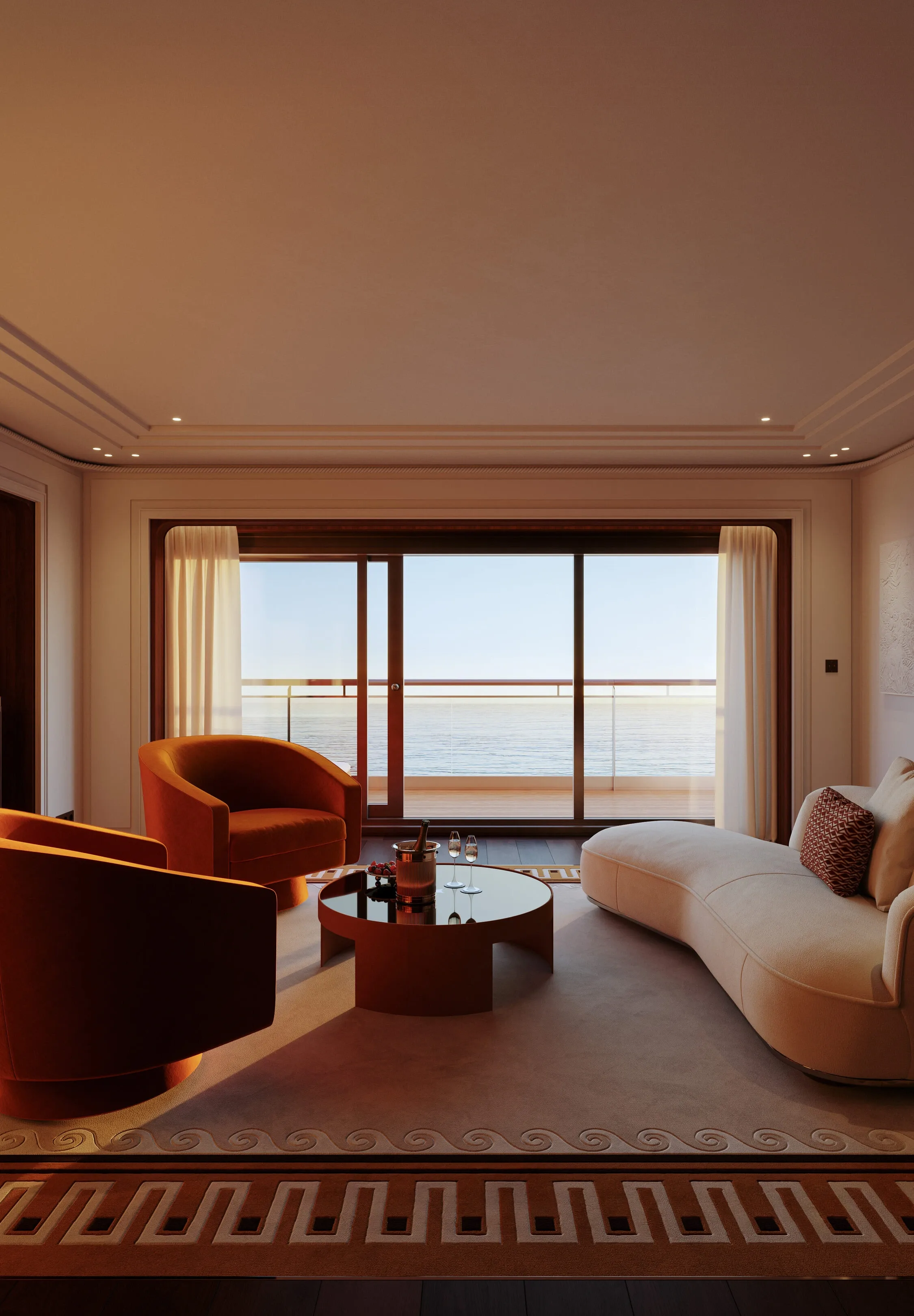 Luxury suite with living room and sea view