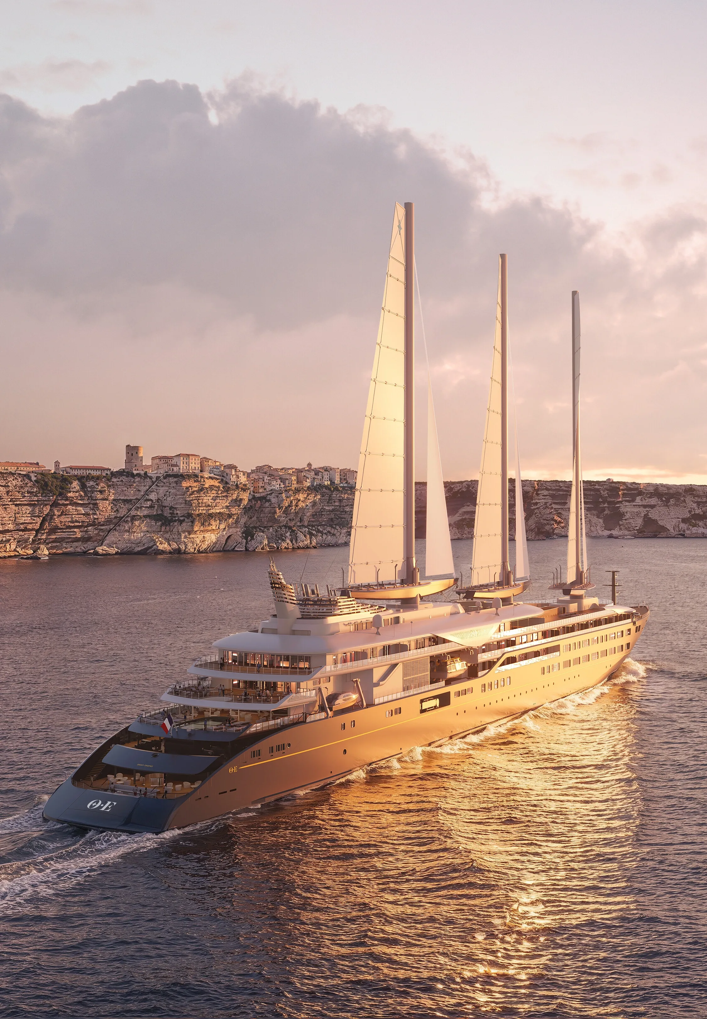 Yacht sailing in the open sea