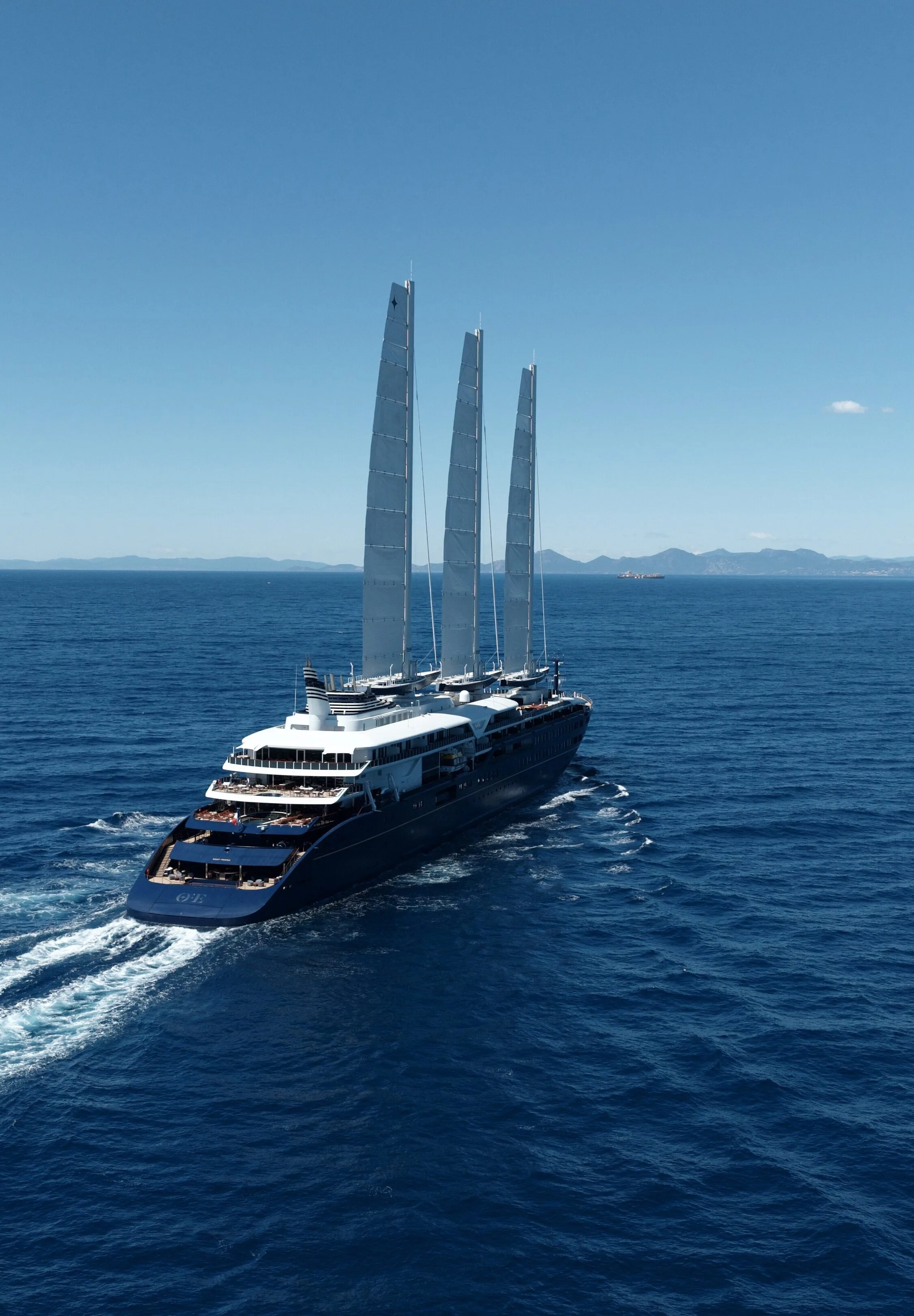 Sailing yacht in the open sea