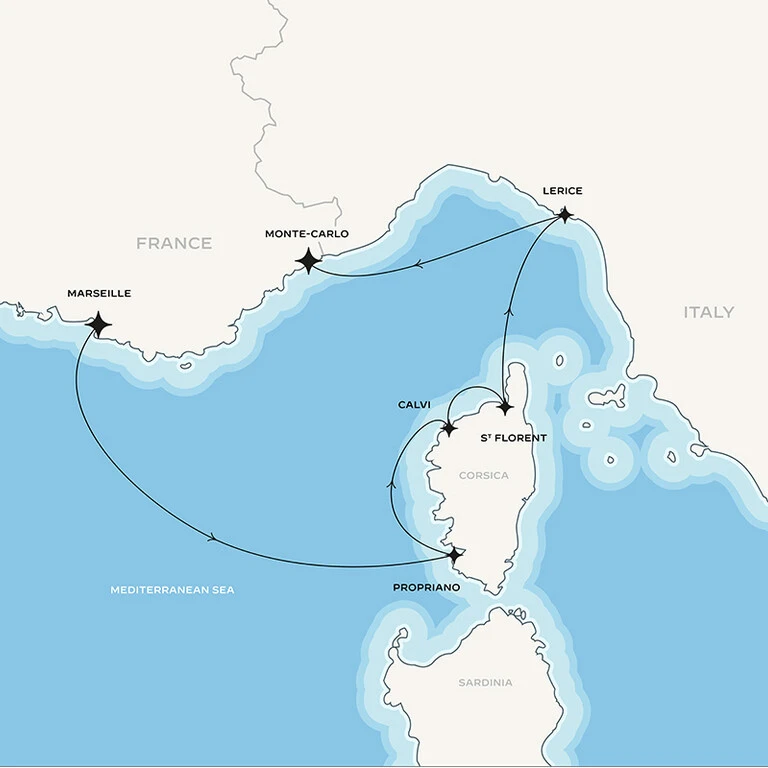 Corsica & Liguria map